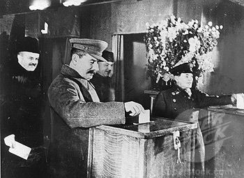 'Stalin casts his vote in first Soviet election', 17 December 1937.